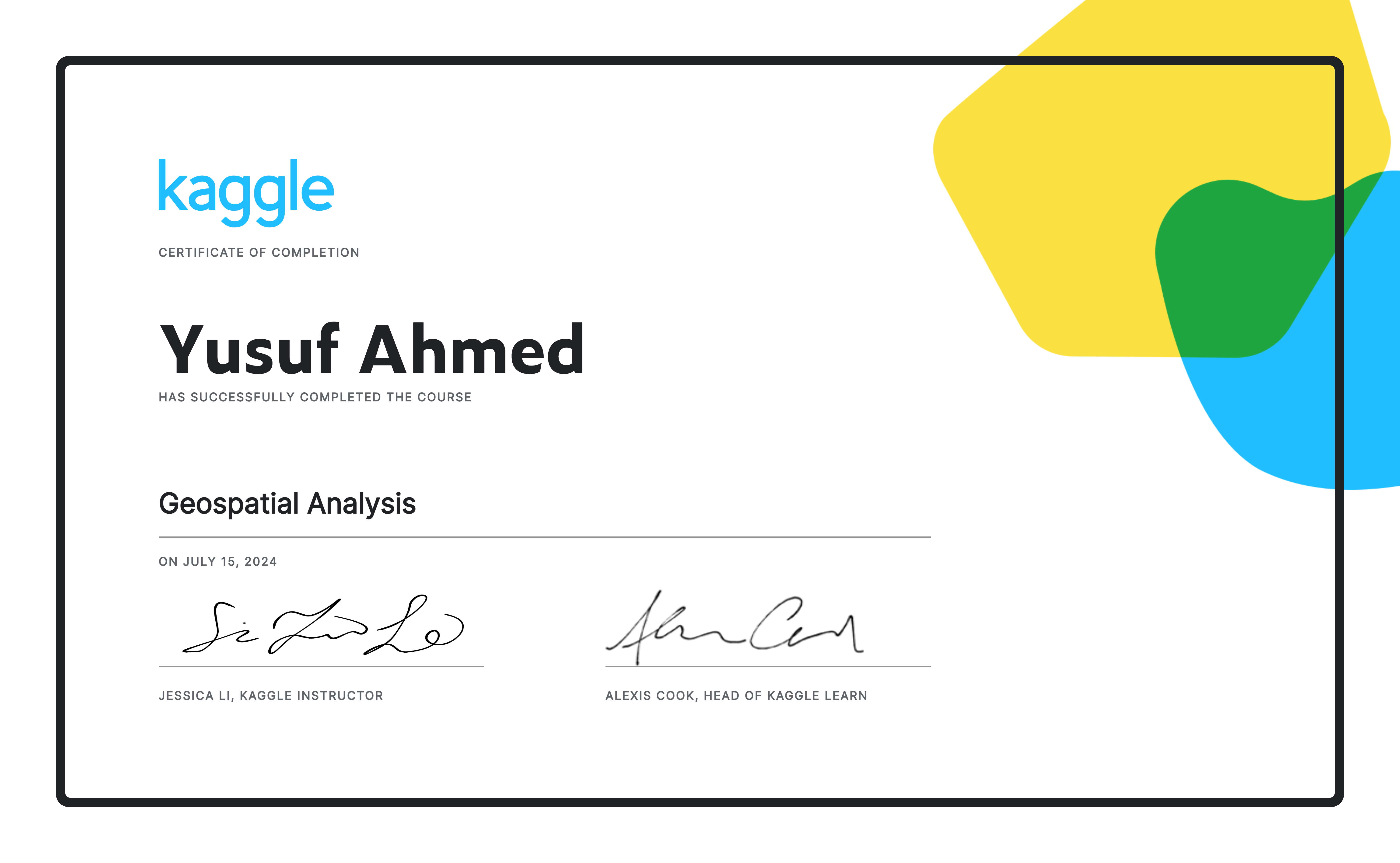 Geospatial Analysis Certificate